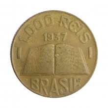 Moeda V-158 1000 Réis 1937 MBC José Anchieta Bronze Alumínio Ø24,5mm 7gr.