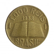 Moeda V-159 1000 Réis 1938 MBC José Anchieta Bronze Alumínio Ø24,5mm 7gr.