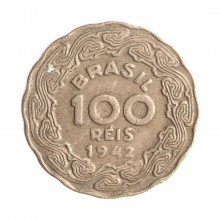 Moeda V-165 100 Réis 1942 MBC Níquel Rosa Ø17mm 2,5gr.