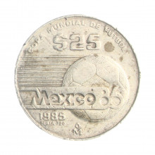 Moeda KM#497 25 Pesos 1985 MBC México América Copa do Mundo - México 1986 Prata 0.925 Ø26mm 8,046gr.