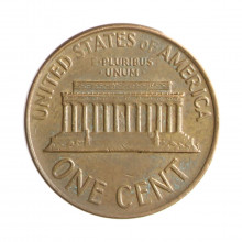 Moeda KM#201 One Cent Lincoln Memorial 1966 MBC USA América Bronze Ø19mm 3,11gr.