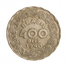 Moeda V-173 400 Réis 1940 MBC Cupro Níquel Ø23mm 5,5gr.