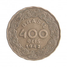 Moeda V-174 400 Réis 1942 MBC Níquel Rosa Ø23mm 5,5gr.
