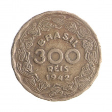 Moeda V-171 300 Réis 1942 MBC Níquel Rosa Ø21mm 4,5gr.