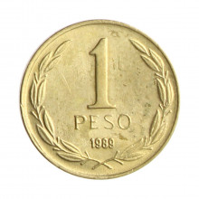 Moeda KM#216.2 1 Peso 1989 SO MBC Chile América Bronze Alumínio Ø17mm 2gr.