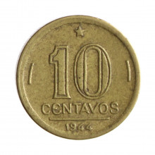 Moeda V-180 10 Centavos 1944 MBC+ C/Sigla Bronze Alumínio Ø17mm 3gr.