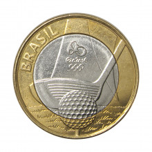 Moeda V-608 1 Real 2014 SOB Golfe Bimetálico Ø27mm 7gr.