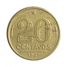 Moeda V-189 20 Centavos 1947 MBC+ Bronze Alumínio Ø19mm 4gr.
