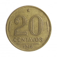 Moeda V-188 20 Centavos 1946 MBC+ Bronze Alumínio Ø19mm 4gr.
