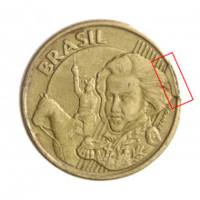Moeda V-495 10 Centavos 2002 MBC Cunho Quebrado Aço R Bronze Ø20mm 4,8gr.