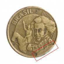 Moeda V-494 10 Centavos 2001 MBC Cunho Quebrado Aço R Bronze Ø20mm 4,8gr.*