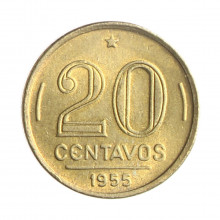 Moeda V-213 20 Centavos 1955 FC Bronze Alumínio Ø19mm 4gr. *