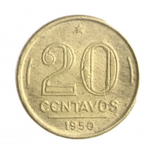 Moeda V-208 20 Centavos 1950 MBC+ Bronze Alumínio Ø19mm 4gr.