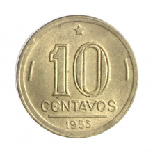 Moeda V-203 10 Centavos 1953 SOB Bronze Alumínio Ø17mm 3gr.