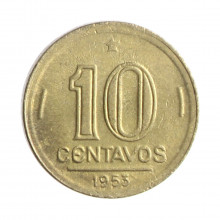 Moeda V-203 10 Centavos 1953 SOB/FC Bronze Alumínio Ø17mm 3gr.