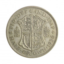 Moeda KM#835 ½ Crown 1936 MBC+ Reino Unido Europa Prata 0.500 Ø32,3mm 14,14gr.