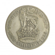 Moeda KM#833 1 Shilling 1928 MBC Reino Unido Europa Prata 0.500 Ø23,5mm 5,66gr.