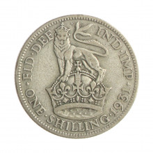 Moeda KM#833 1 Shilling 1931 MBC Reino Unido Europa Prata 0.500 Ø23,5mm 5,66gr.