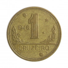 Moeda V-228 1 Cruzeiro 1946 MBC Bronze Alumínio Ø23mm 7gr.