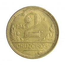 Moeda V-241b 2 Cruzeiros 1945  MBC/SOB  S/Sigla Bronze Alumínio  Ø25mm 8gr.
