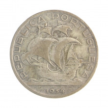 Moeda KM#586 10 Escudos 1954 MBC Portugal Europa Prata 0.680 Ø30mm 12,5gr.
