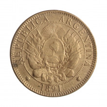 Moeda KM#33 2 Centavos 1891 MBC Argentina América Bronze Ø30mm 10gr.