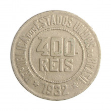 Moeda V-120 400 Réis 1932 MBC C/Sinais de Verniz Cupro Níquel Ø30mm 12gr.