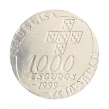 Moeda Km#715 1000 Escudos 1999 FC Portugal Europa 25 Anos Revolução dos Cravos Prata 0.500 Ø40,1mm 28,2gr.