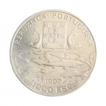 Moeda Km#695 1000 Escudos 1997 FC Portugal Europa Centenário das Expedições Oceanográficas Prata 0.500 Ø40mm 28gr.