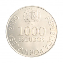 Moeda Km#732 1000 Escudos 2000 FC Portugal Europa D. João de Castro Prata 0.500 Ø40,1mm 28,2gr.