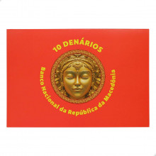 Folder Encarte para Cédula de 10 Denários Banco Nacional da Rep. da Macedônia