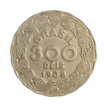Moeda V-169 300 Réis 1938  MBC+  C/Sinais de Verniz Cupro Níquel  Ø21mm 4,5gr.