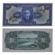 Cédula R-110C 10 Mil Réis 1936 Autografada: número, estampa e série juntos FE