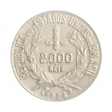 Moeda P-710 2000 Réis 1924 MBC+ Prata 0.500 Ø26mm 8gr.