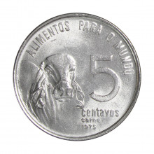 Moeda V-333 5 Centavos 1975 FC FAO Aço Inoxidável Ø21mm 2,7gr.