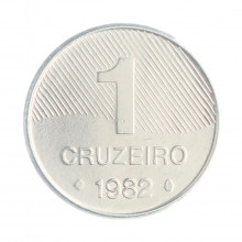 Moeda V-345 1 Cruzeiro 1982 FC Cana de Açúcar Aço Inoxidável Ø20mm 3,23gr.