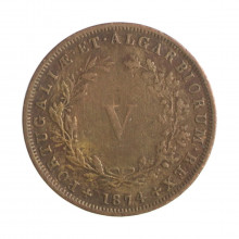 Moeda KM#513 5 Réis 1874  MBC Portugal Europa   Cobre  Ø27mm 6,3gr.