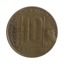 Moeda KM#41 10 Centavos 1950 MBC Argentina América Bronze Alumínio Ø19,5mm 3gr.