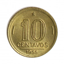 Moeda V-205 10 Centavos 1955 SOB Bronze Alumínio Ø17mm 3gr.