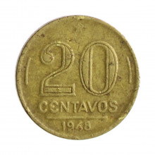 Moeda V-190 20 Centavos 1948 MBC Bronze Alumínio Ø19mm 4gr.