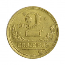 Moeda V-245 2 Cruzeiros 1950  SOB  Bronze Alumínio  Ø25mm 8gr. *