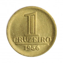 Moeda V-255 1 Cruzeiro 1956 FC Bronze Alumínio Ø19mm 4gr.