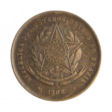 Moeda B-811 20 Réis 1908 MBC+ Bronze Ø25mm 7gr.*