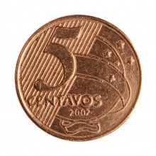 Moeda V-468 5 Centavos 2002 MBC+ Aço R Cobre Ø22mm 4,1gr.