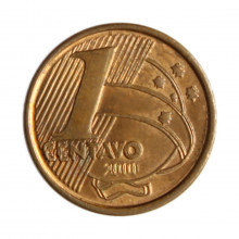 Moeda V-459 1 Centavo 2000 MBC+ Batida Dupla "Anverso" Aço Revestido de Cobre Ø17mm 2,4gr.*
