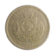 Moeda V-033 200 Réis 1887 BC C/ Marca de Verniz Cupro Níquel Ø32mm 15gr.