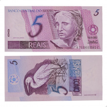 Cédula C-273 5 Reais 1999  SOB/FE - Pedro S. Malan / Armínio Fraga Neto (2ª chancela)