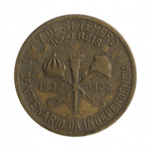 Moeda V-123 1000 Réis 1922 BC/MBC Centenário da Independência do Brasil 1822 - 1922 Bronze Alumínio Ø26,7mm 8gr.*