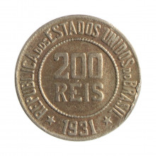 Moeda V-103 200 Réis 1931 BC/MBC Cupro Níquel Ø25mm 8gr.
