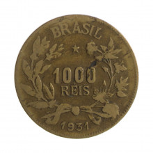 Moeda V-134 1000 Réis 1931 BC/MBC Data Difícil Bronze Alumínio Ø27mm 8gr.